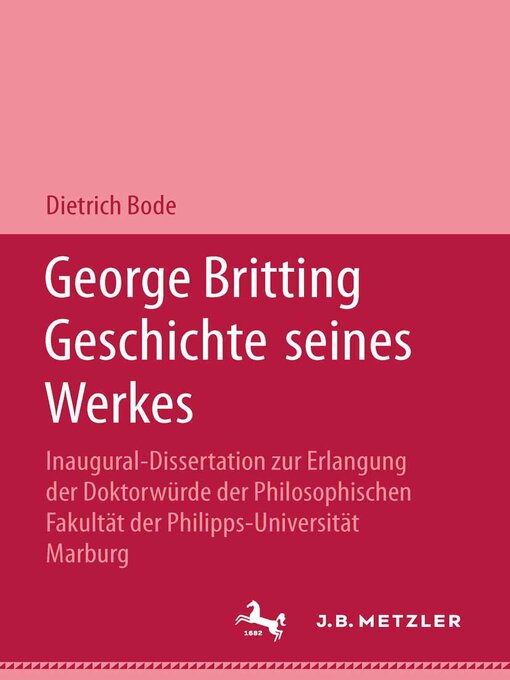Title details for Georg Britting Geschichte seines Werkes by Dietrich Bode Aus Giessen - Available